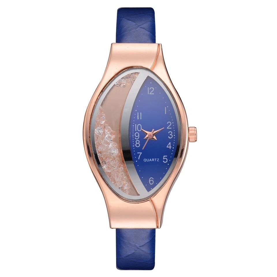 Montre de luxe élégante pour femmes avec bracelet en cuir