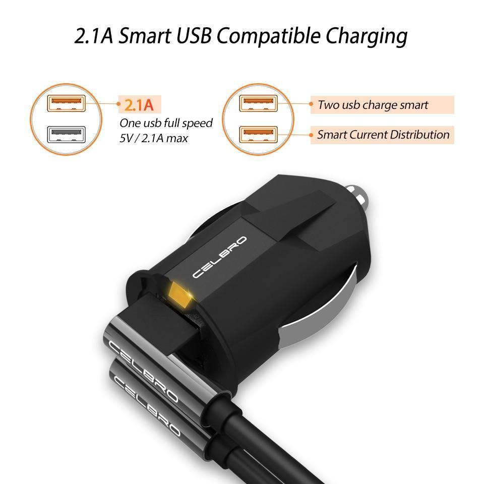 Adaptador de Cargador de Coche Mini USB - Puertos USB Duales para Dispositivos Móviles