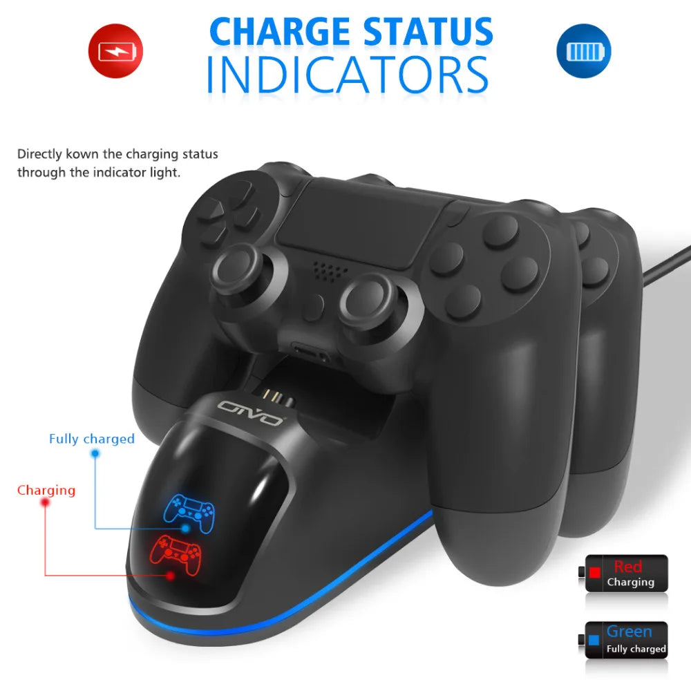 OIVO Fast PS4 Controller Charging Dock Station Dual Charger Stand with Status Display Screen for Play Station 4/PS4 Slim/PS4 Pro - Korvel