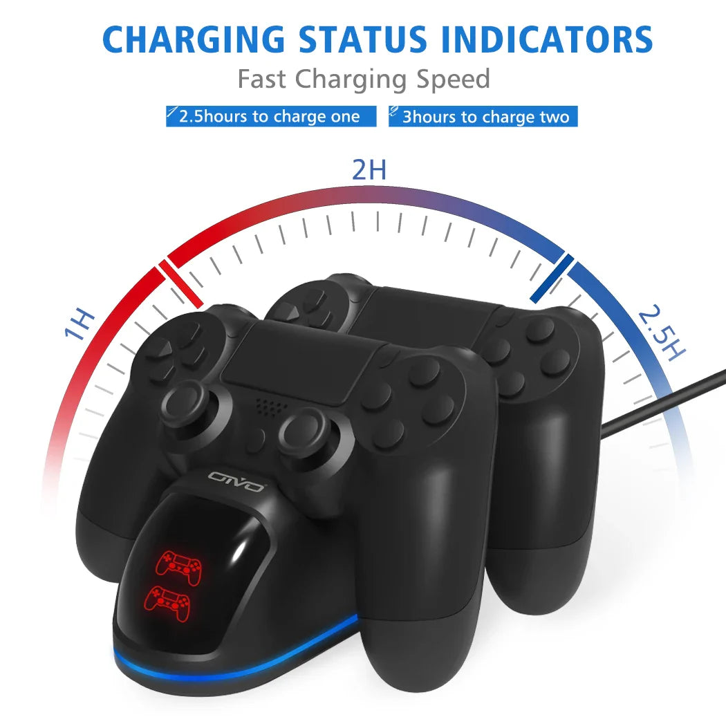 OIVO Fast PS4 Controller Charging Dock Station Dual Charger Stand with Status Display Screen for Play Station 4/PS4 Slim/PS4 Pro - Korvel