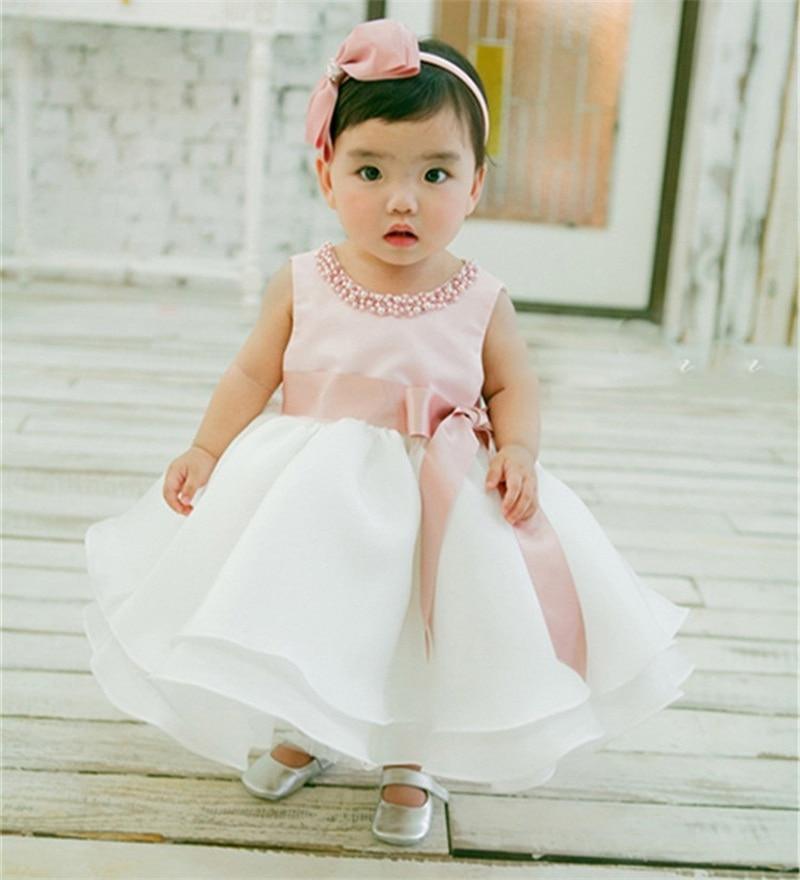 Luxury Handmade Pink Dress for Baby Girls' First Birthday