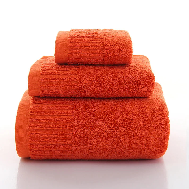Cotton Thicken bath towel set hand towel face towel and bath towels for adults 10 colors  100% cotton - Korvel
