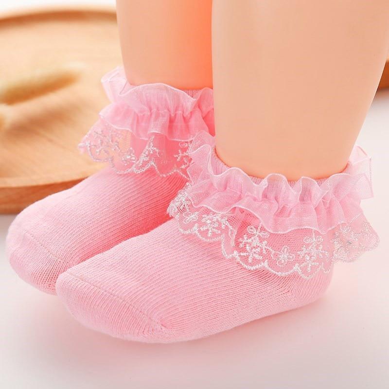 Calcetines para Niña con Lazos de Encaje y Flores