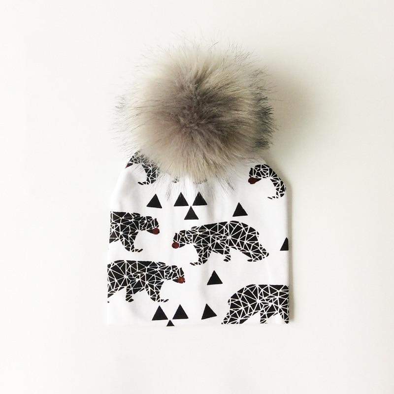 Luxury Cartoon Print Cotton Beanie Hat for Kids