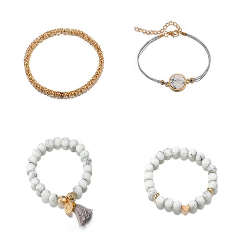 Handmade Bohemian Heart Beads Layered Bracelet Set for Women
