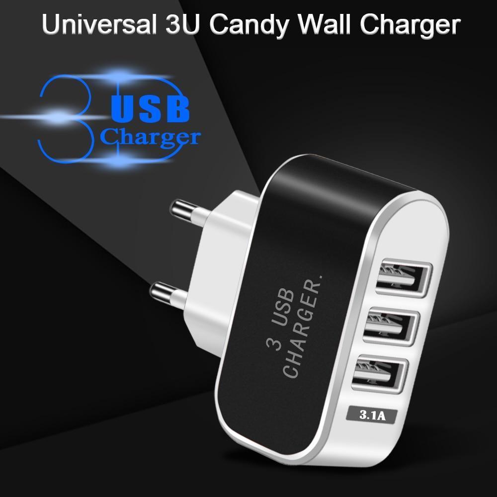 Triple USB Wall Charger - 5V 2A Power Adapter for Fast Charging Devices - Korvel
