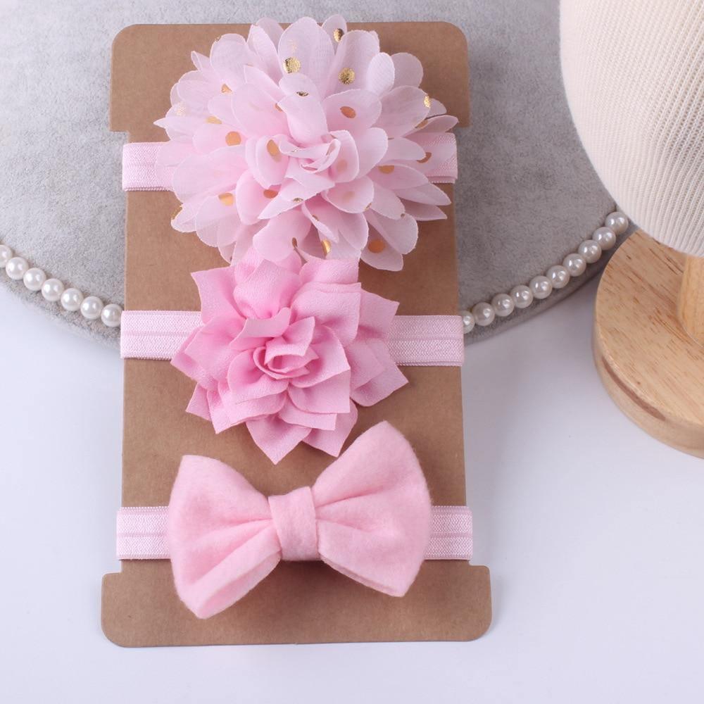 Chiffon Flower Headband Bow Set for Baby Girls