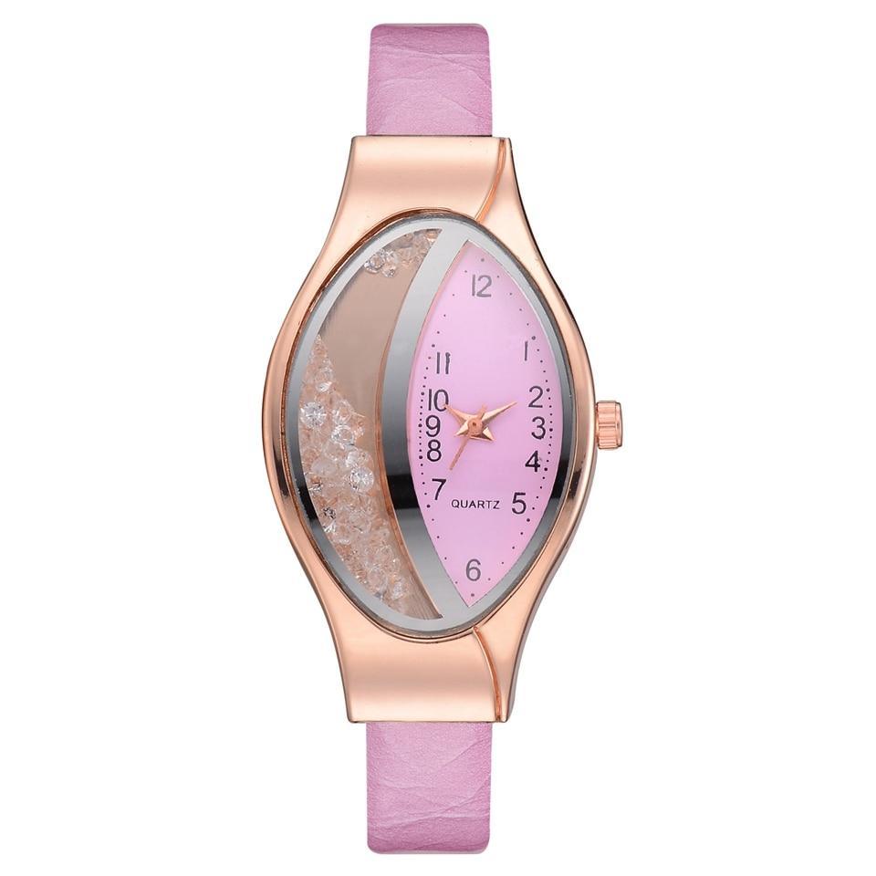 Montre de luxe élégante pour femmes avec bracelet en cuir