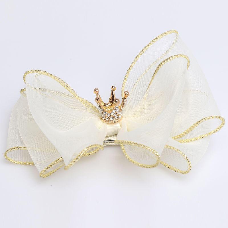Luxury Pearl Handmade Bowknot Crown Headband for Baby Girls