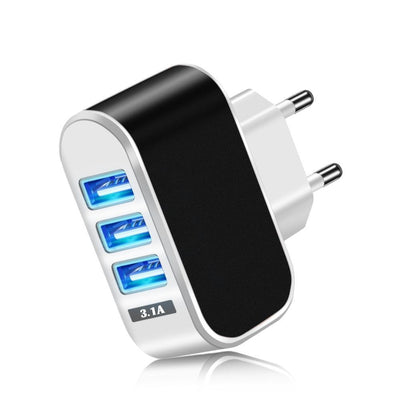 Triple USB Wall Charger - 5V 2A Power Adapter for Fast Charging Devices - Korvel