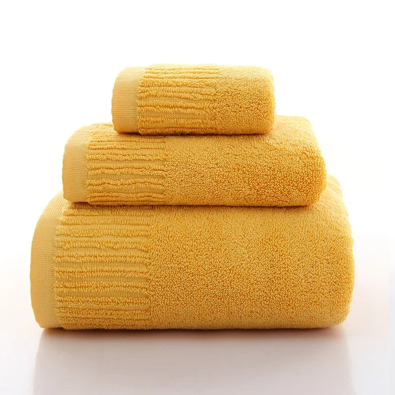 Cotton Thicken bath towel set hand towel face towel and bath towels for adults 10 colors  100% cotton - Korvel
