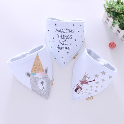 Adjustable Cotton Cartoon Bandana Bibs for Babies