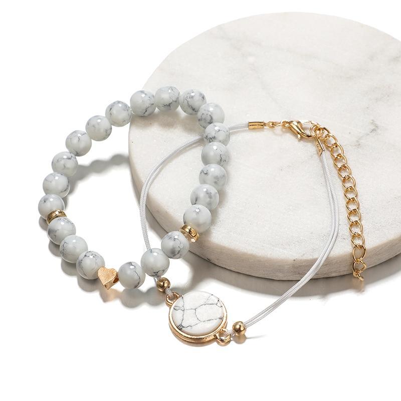 Handmade Bohemian Heart Beads Layered Bracelet Set for Women