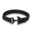 Elegant Blue Leather Bracelet for Men with Gold Anchor