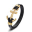 Pulsera de Ancla de Cuero Genuino con Charm de Acero Inoxidable