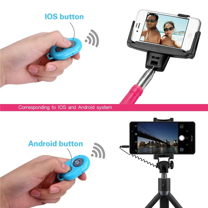 Wireless Bluetooth Smart Phone Camera Remote Control Shutter For Selfie Stick Monopod compatible Android IOS iPhone X iPhone 8 - Korvel