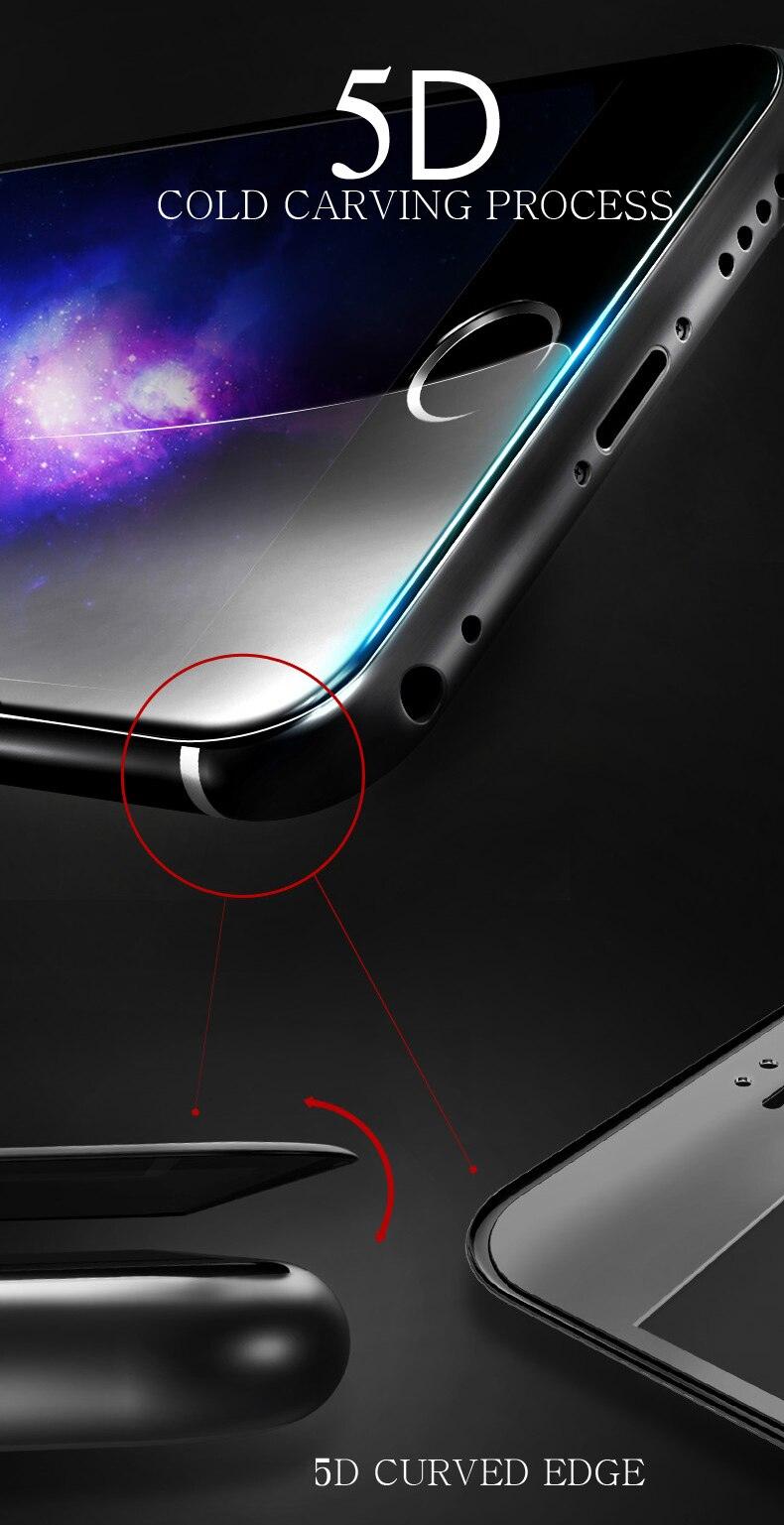 Protector de Pantalla de Vidrio Templado Curvo 5D para iPhone