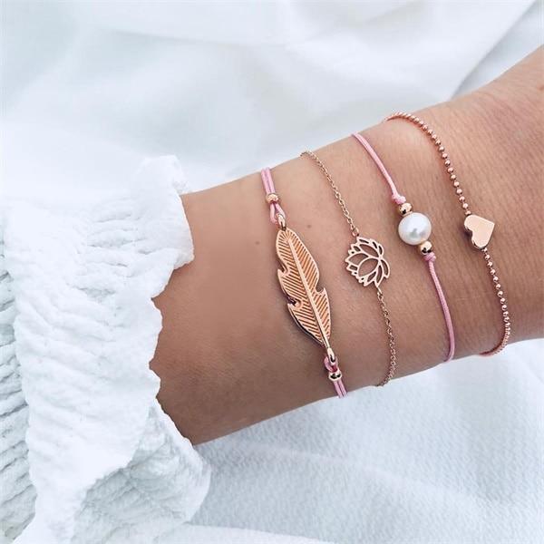 Luxury Gold Crystal Circle Arrow Bracelet Set for Women
