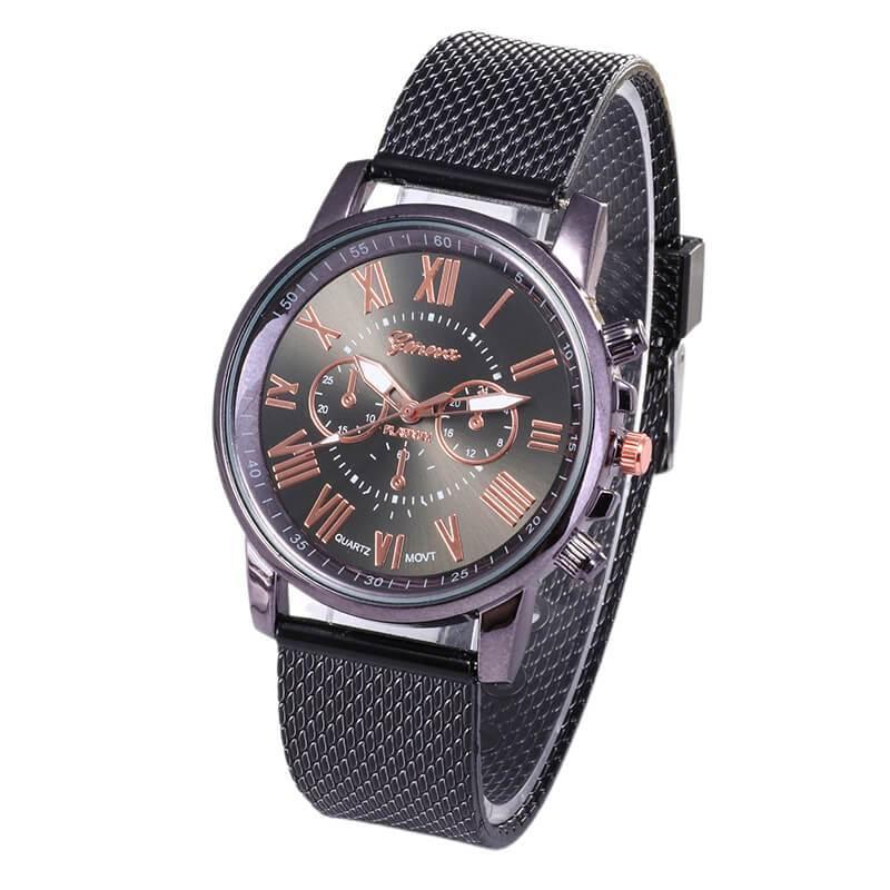 Montre analogique élégante en faux cuir pour femmes