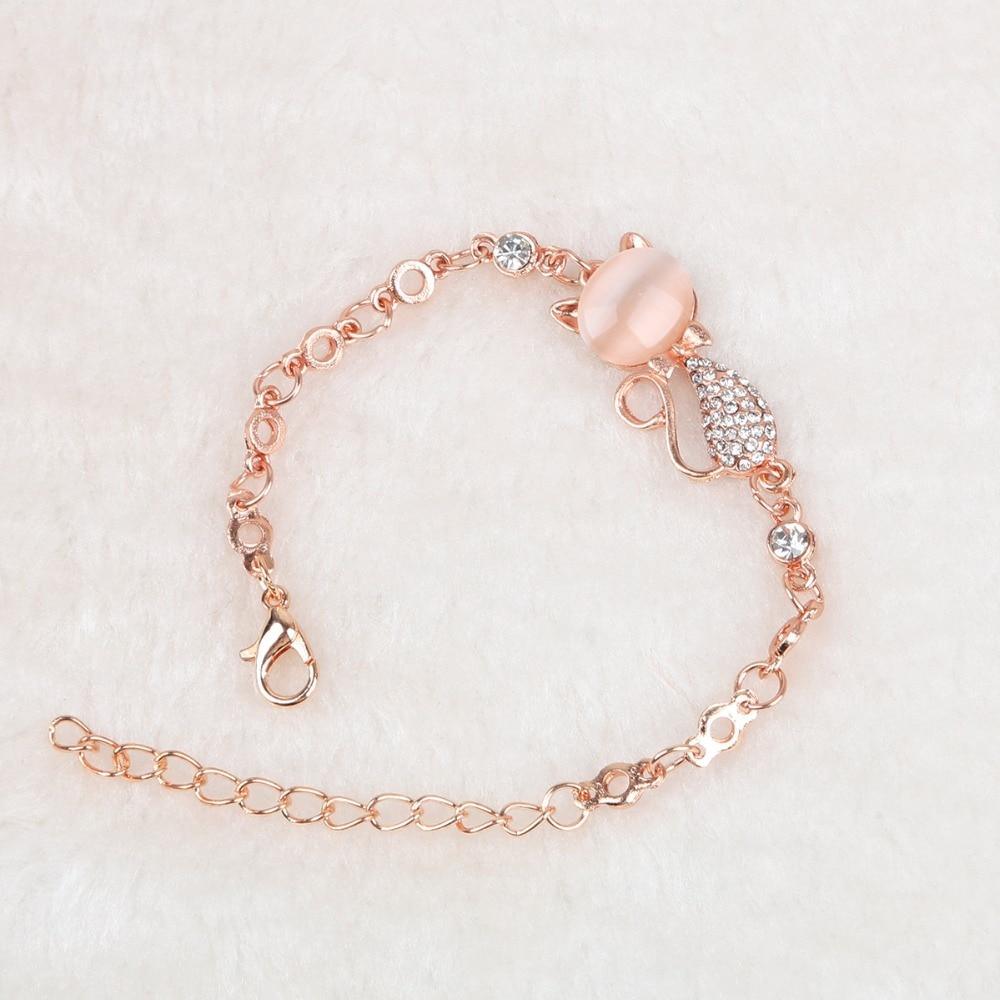 Elegant Rose Gold Cat Bracelet for Women and Girls