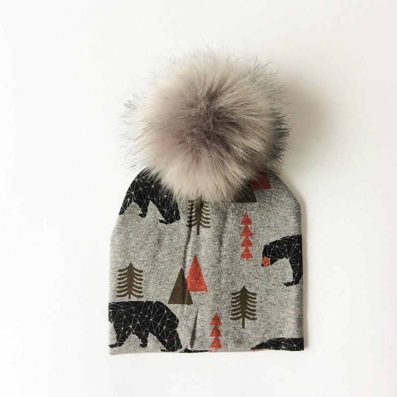 Luxury Cartoon Print Cotton Beanie Hat for Kids