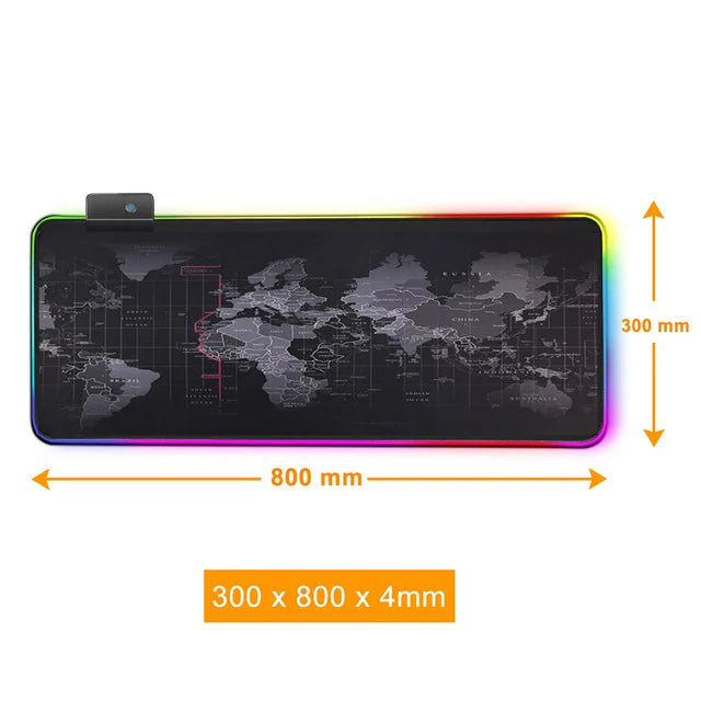 Tapis de souris de jeu RGB premium avec design de carte du monde