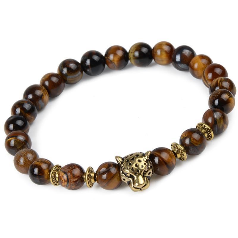 Elegant Tiger Eye Bracelet with Lion Head Charm