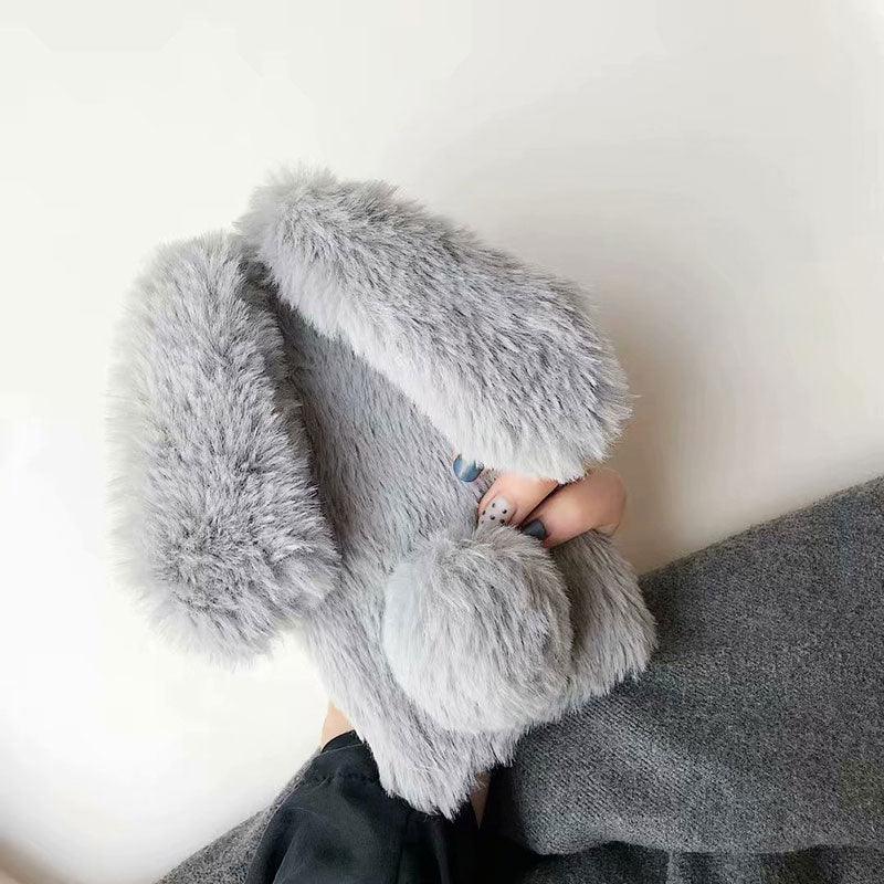 Funda de Peluche Linda y Esponjosa para iPhone - Diseño de Orejas de Conejo