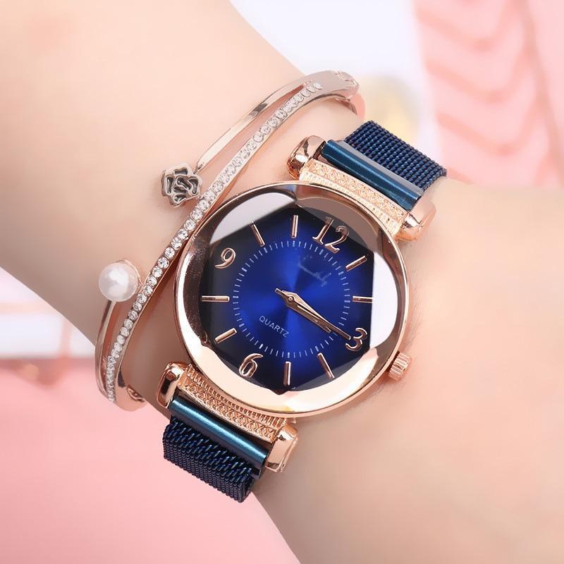 Luxury Gradient Dial Women's Watch with Milan Strap
