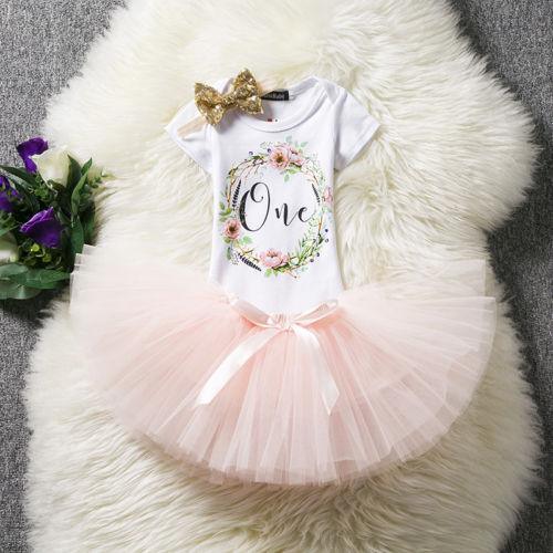 Fluffy Pink Tutu Dress for Baby's First Birthday