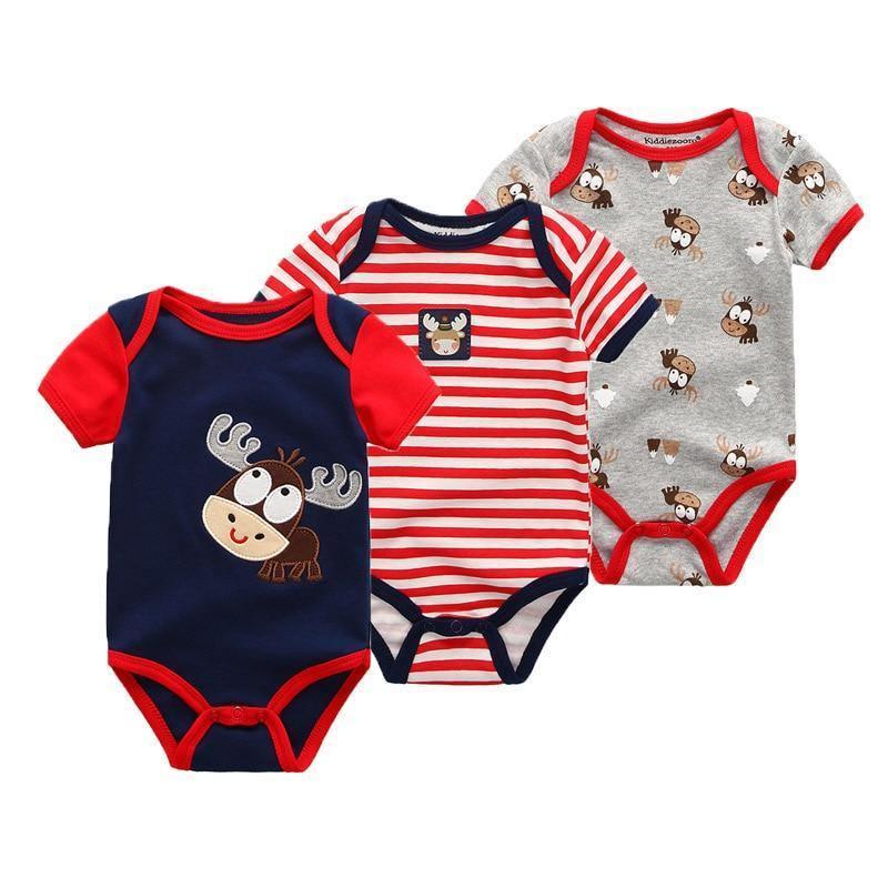 3-Piece Modern Baby Bodysuit Set - Unisex Unicorn Design