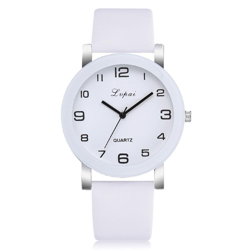 Montre à Quartz Blanche Élégante pour Femme avec Bracelet en Cuir