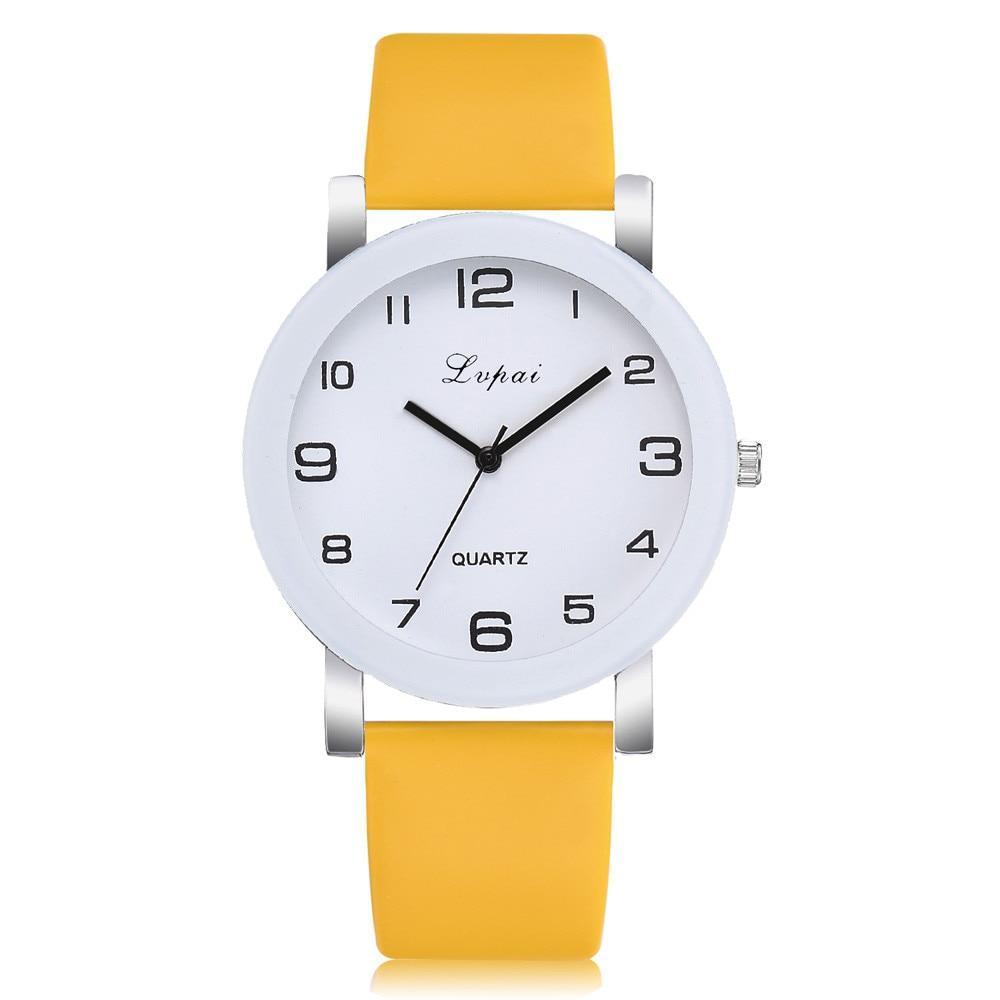 Montre à Quartz Blanche Élégante pour Femme avec Bracelet en Cuir