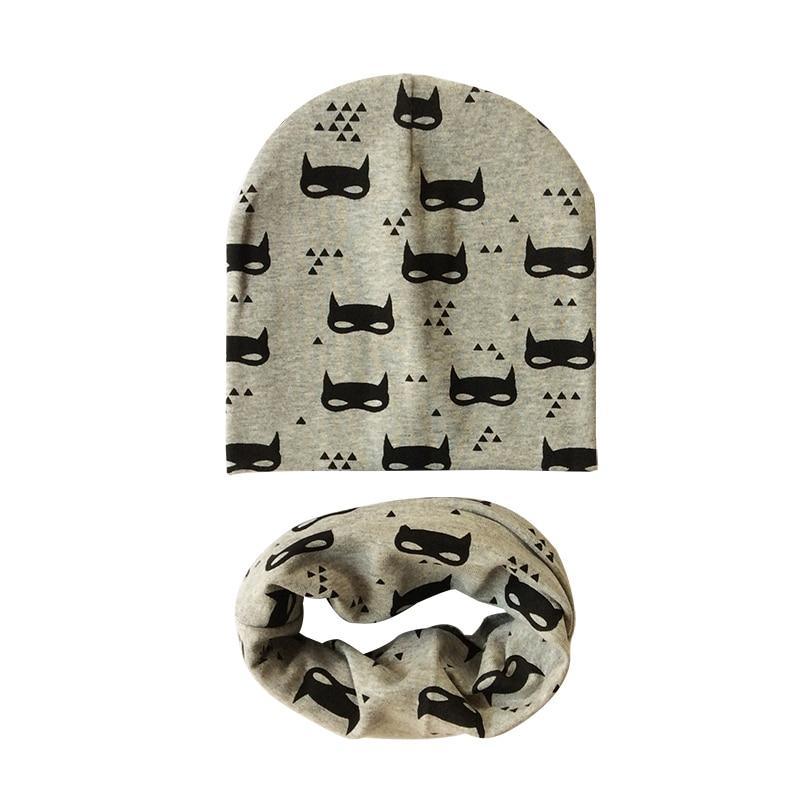 Modern Cartoon Sheep Cotton Hat & Scarf Set for Kids