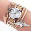 Montre en cuir avec pendentif en forme de cœur en argent pour femmes