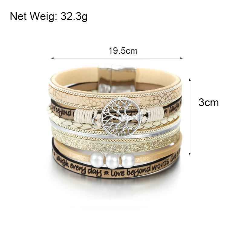 Elegant Handmade Leather Wrap Bracelet with Tree of Life Charm for Men and Women - Korvel