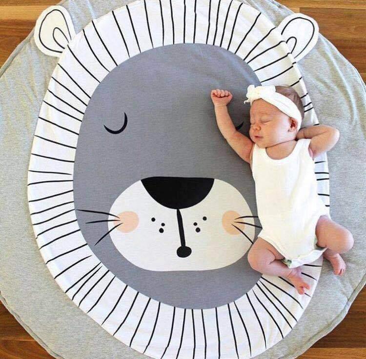 Alfombra de Juego de Algodón Premium para Bebés - Alfombra Redonda Suave para Niños