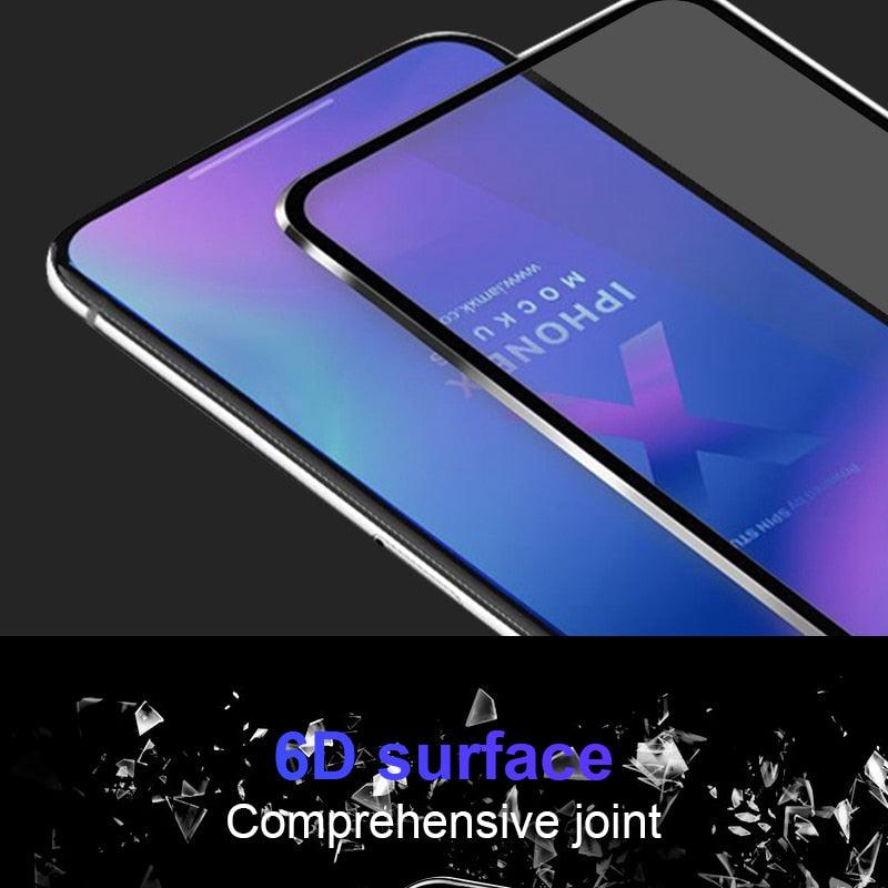 Protecteur d'écran en verre trempé 10D à bords incurvés pour iPhone