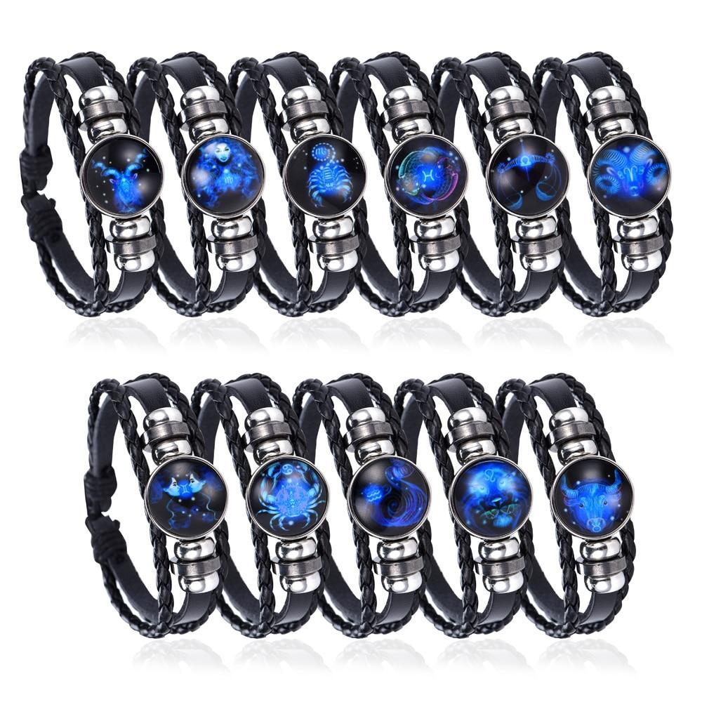 Elegant Zodiac Constellation Leather Bracelet for All