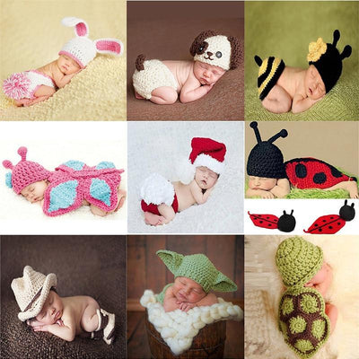 Handmade Knitting Baby Hat & Pajamas Set for Newborns