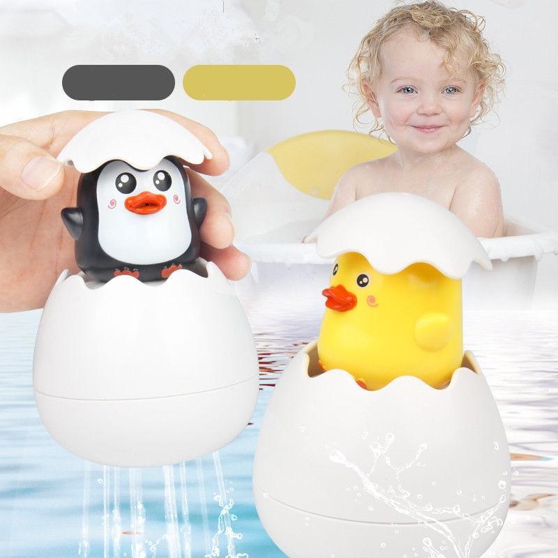 Juguete de baño de spray de agua en forma de huevo de pato pingüino para niños