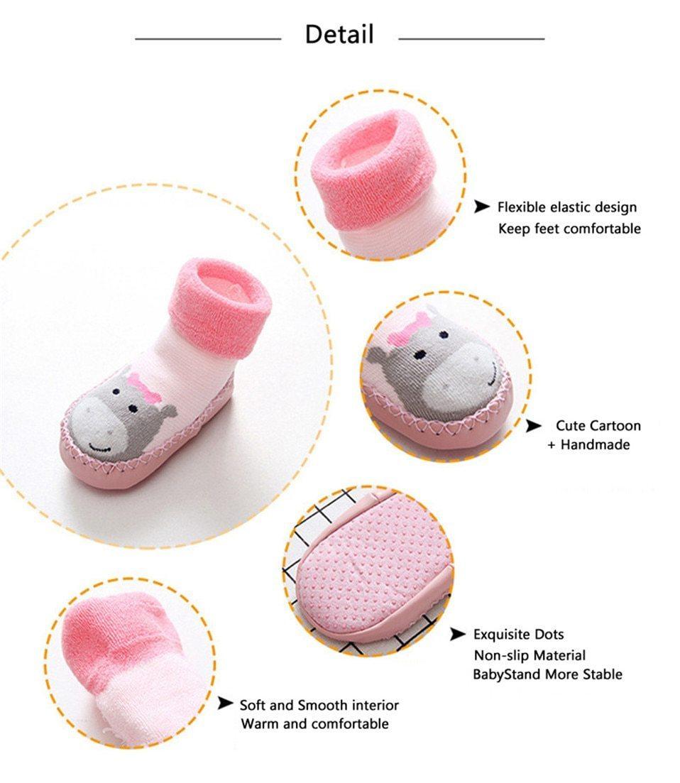 Baby Warm Stretchy Booties with Rubber Soles for Newborns