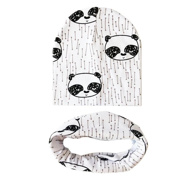 Modern Cartoon Sheep Cotton Hat & Scarf Set for Kids