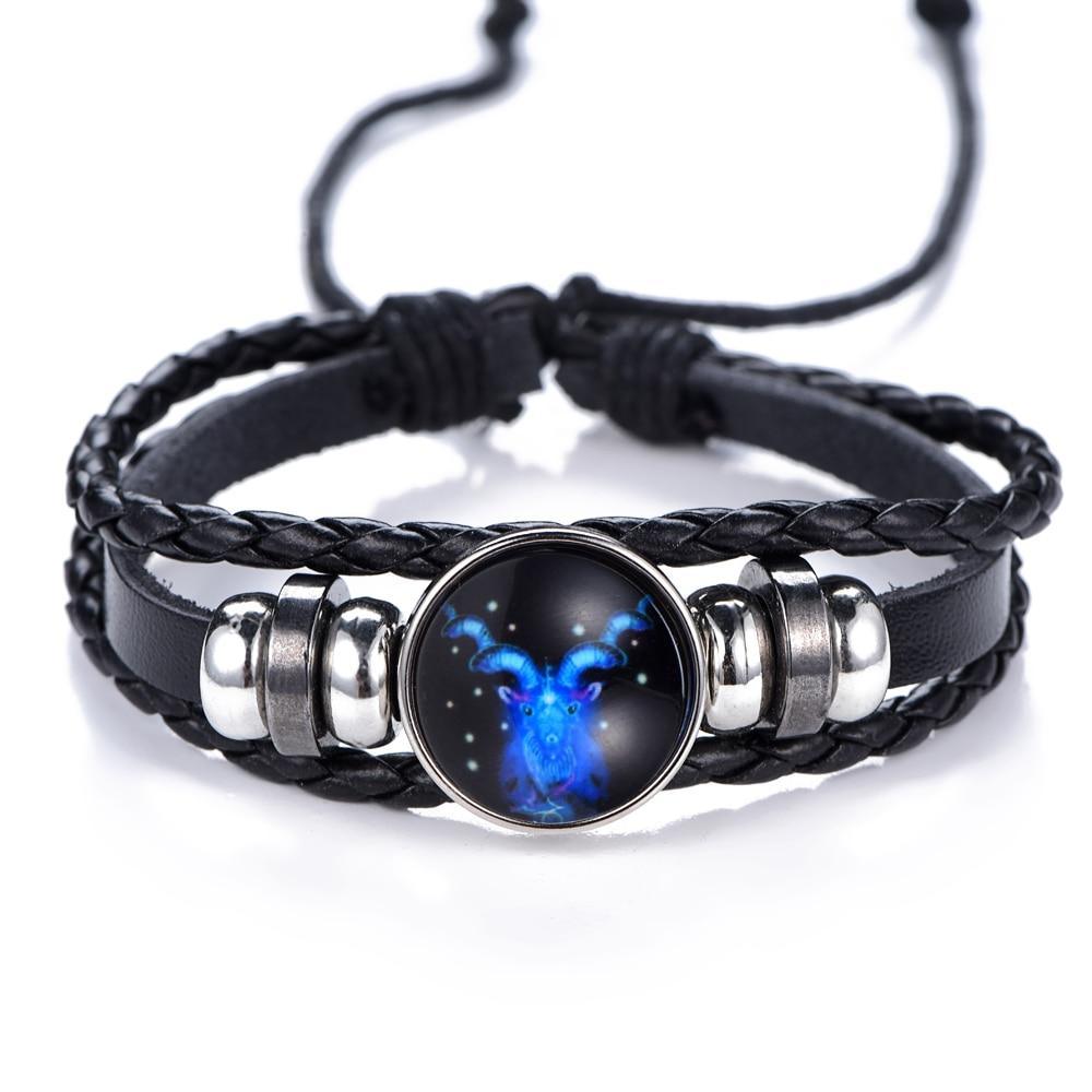 Elegant Zodiac Constellation Leather Bracelet for All
