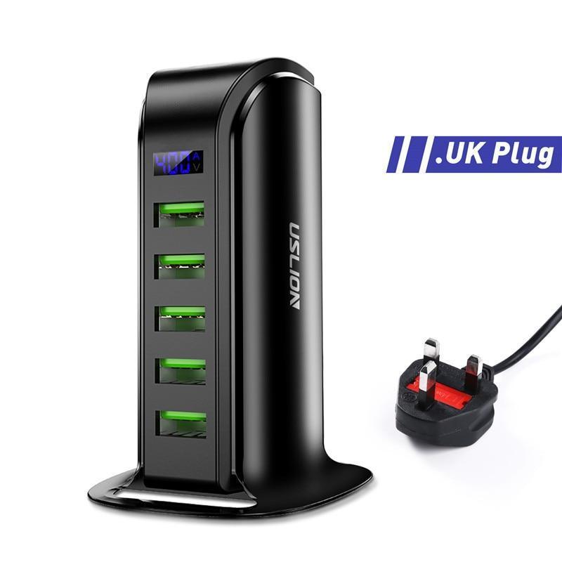 Cargador USB de Ahorro de Energía de 5 Puertos con Pantalla LED
