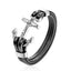 Pulsera de Ancla de Cuero Genuino con Charm de Acero Inoxidable