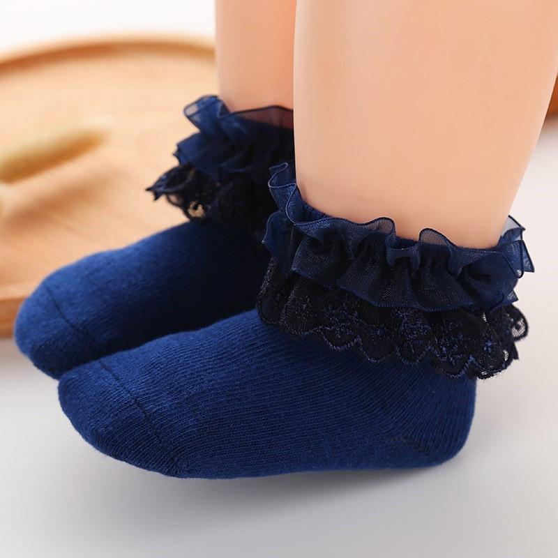 Calcetines para Niña con Lazos de Encaje y Flores