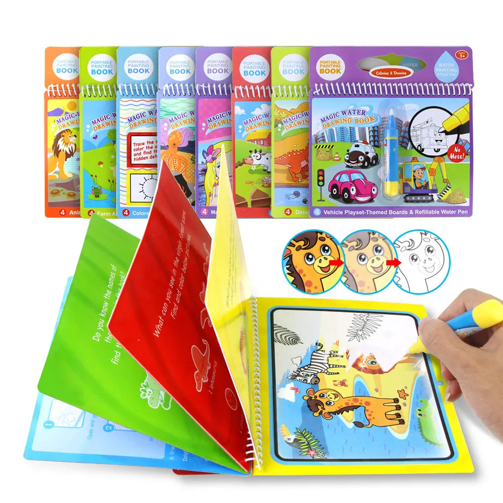 8 styles Magic Water Drawing Book Coloring Doodle - Korvel
