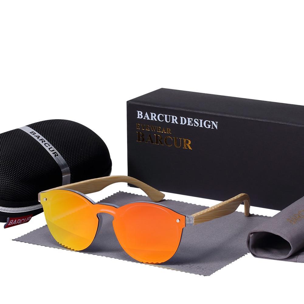 Lunettes de soleil rondes en bambou de luxe avec protection UV400