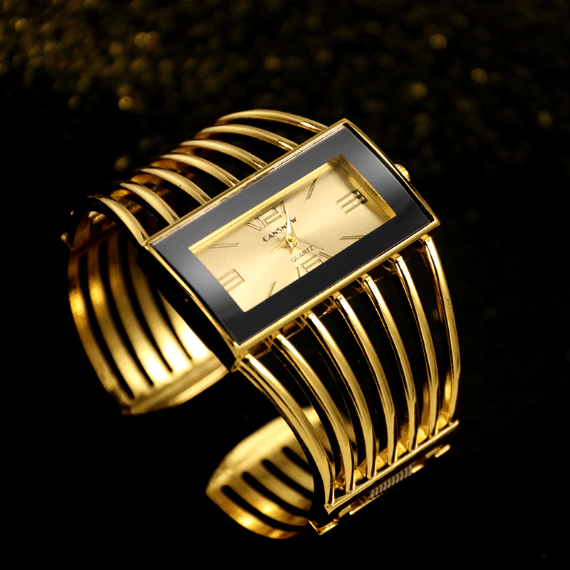 Montre Bracelet Bangle Femme en Or Rose Élégante